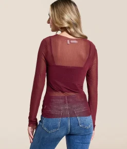 Tops | Willow & Root Studded Mesh Top Tawny Port