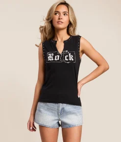 Rock Revival Studded Rock Muscle Tank Top Black Clearance