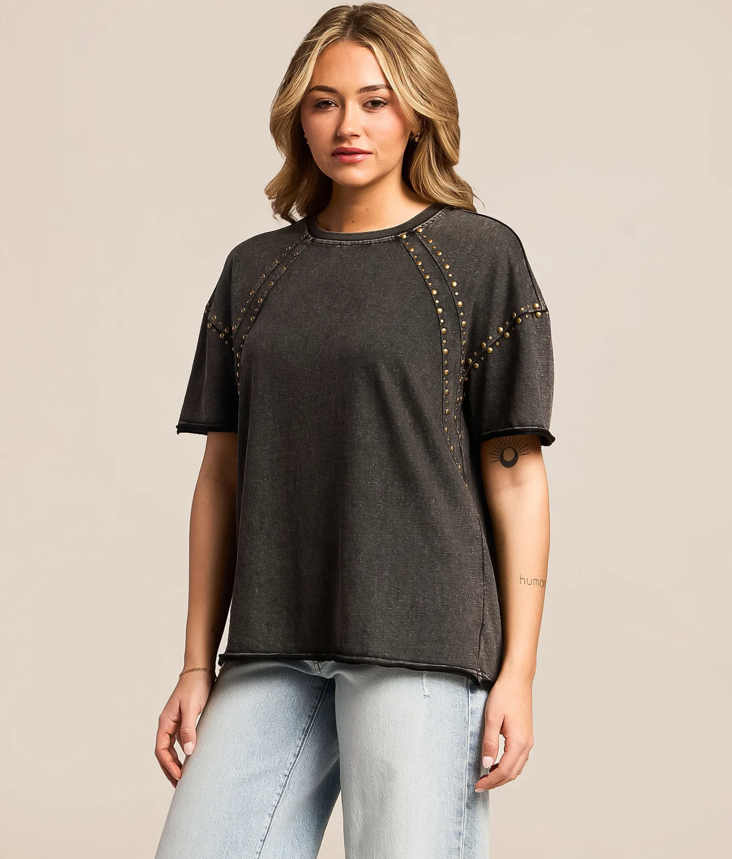 Tops | Gilded Intent Studded T-Shirt Black
