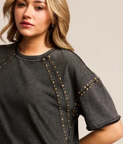 Tops | Gilded Intent Studded T-Shirt Black