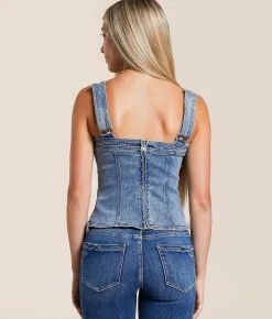 Tops | Blue B Studded Western Denim Stretch Tank Top Sand