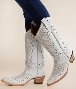Circle G by Corral Studded Western Leather Boot LD White Clearance