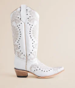 Circle G by Corral Studded Western Leather Boot LD White Clearance