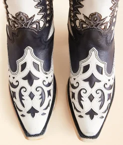 Circle G by Corral Studded Western Leather Boot LD White Black New