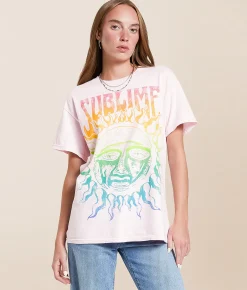 Merch Traffic Sublime Oversized Band T-Shirt Primrose Pink Hot