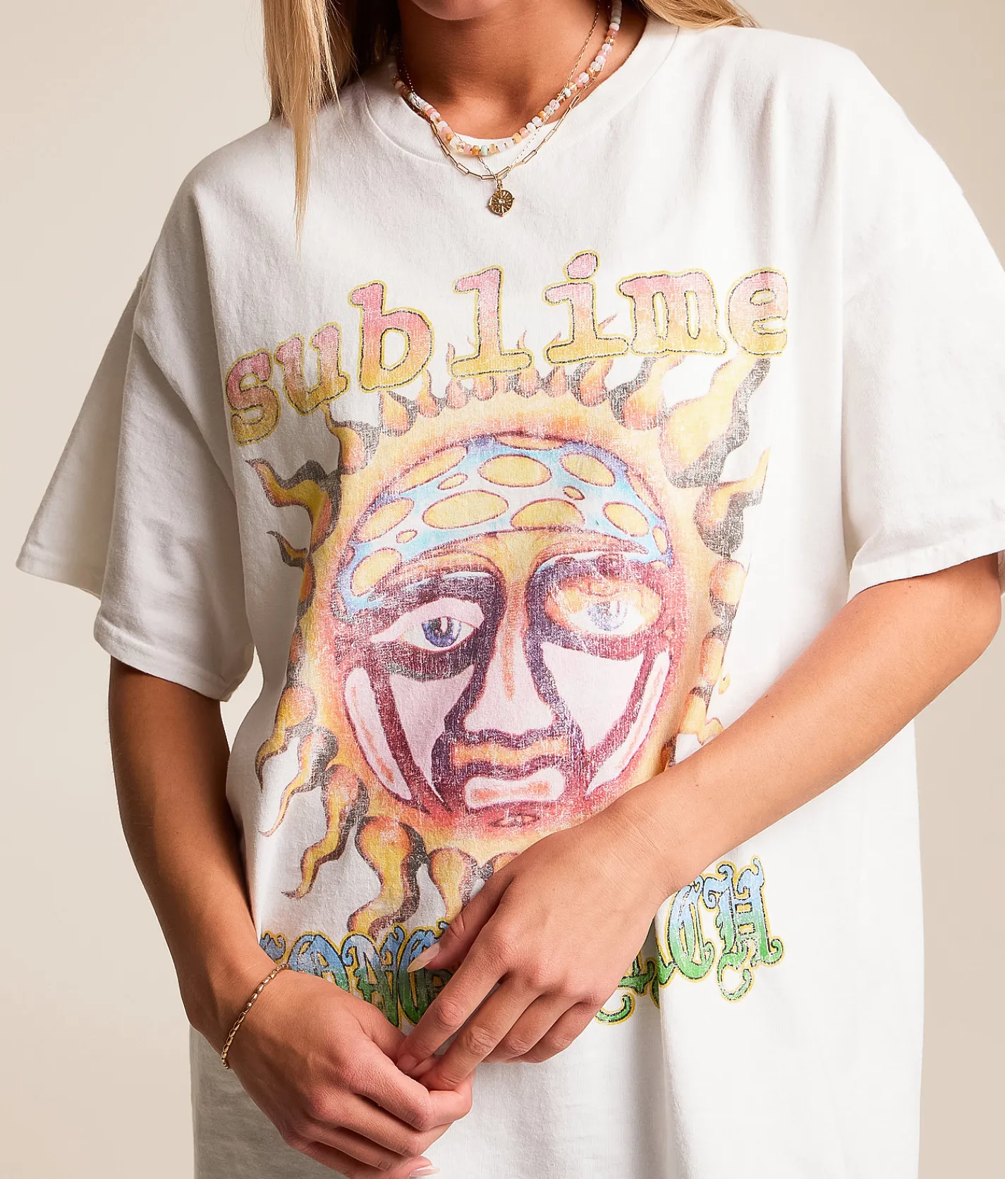 Merch Traffic Sublime Oversized Band T-Shirt White Online
