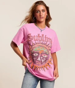 Merch Traffic Sublime Sun Oversized Band T-Shirt Begonia Pink Outlet