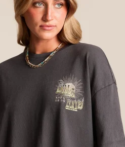Tops | Billabong Sun Chasing Oversized T-Shirt Off Black