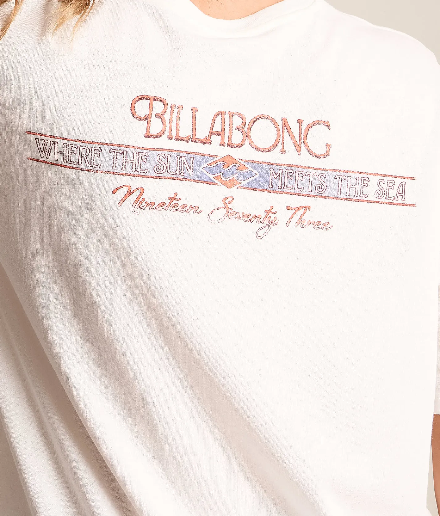 Billabong Sun Meets Sea Oversized T-Shirt Salt Crystal New