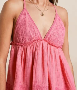 Free People Sunny Days Scalloped Peplum Tank Top Chocolate Clearance