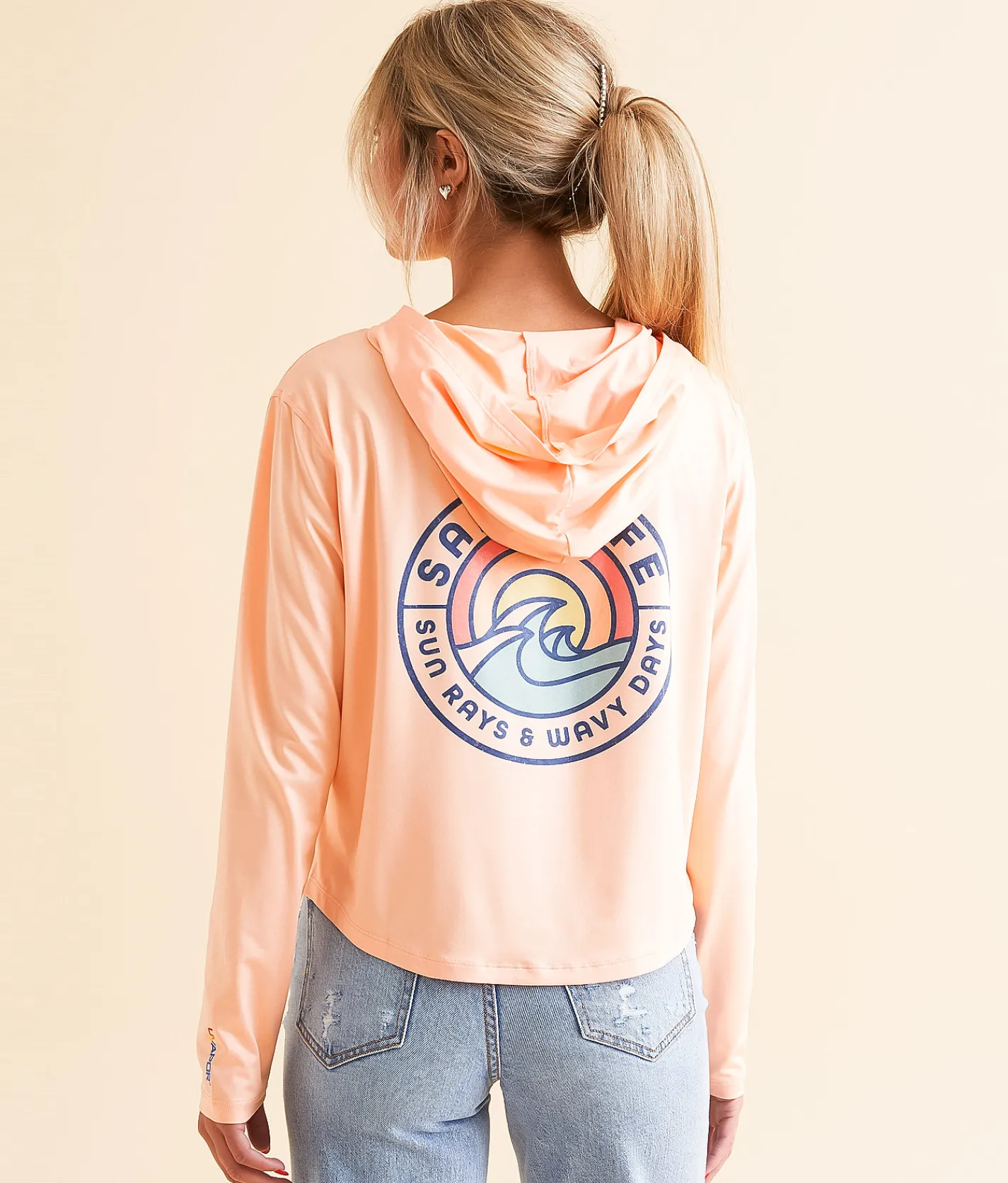 Salt Life Sun Rays Wavy Days Tropx Performance Hoodie Mellow Peach Hot