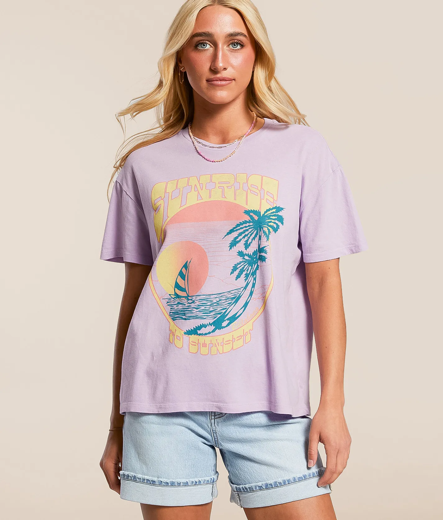 Billabong Sunrise To Sunset Oversized T-Shirt Peaceful Lilac Online