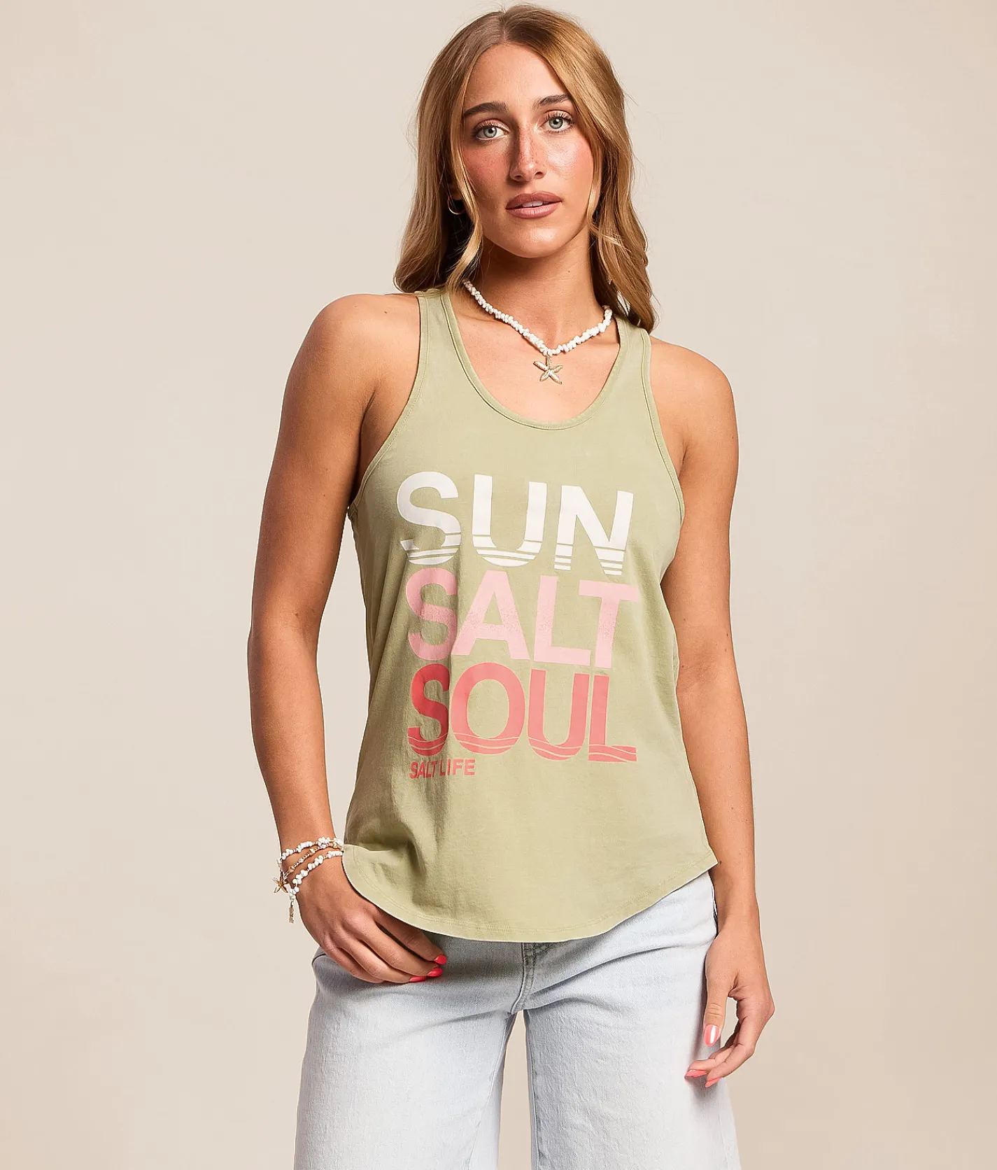 Salt Life Sun Salt Soul Tank Top Matcha Discount