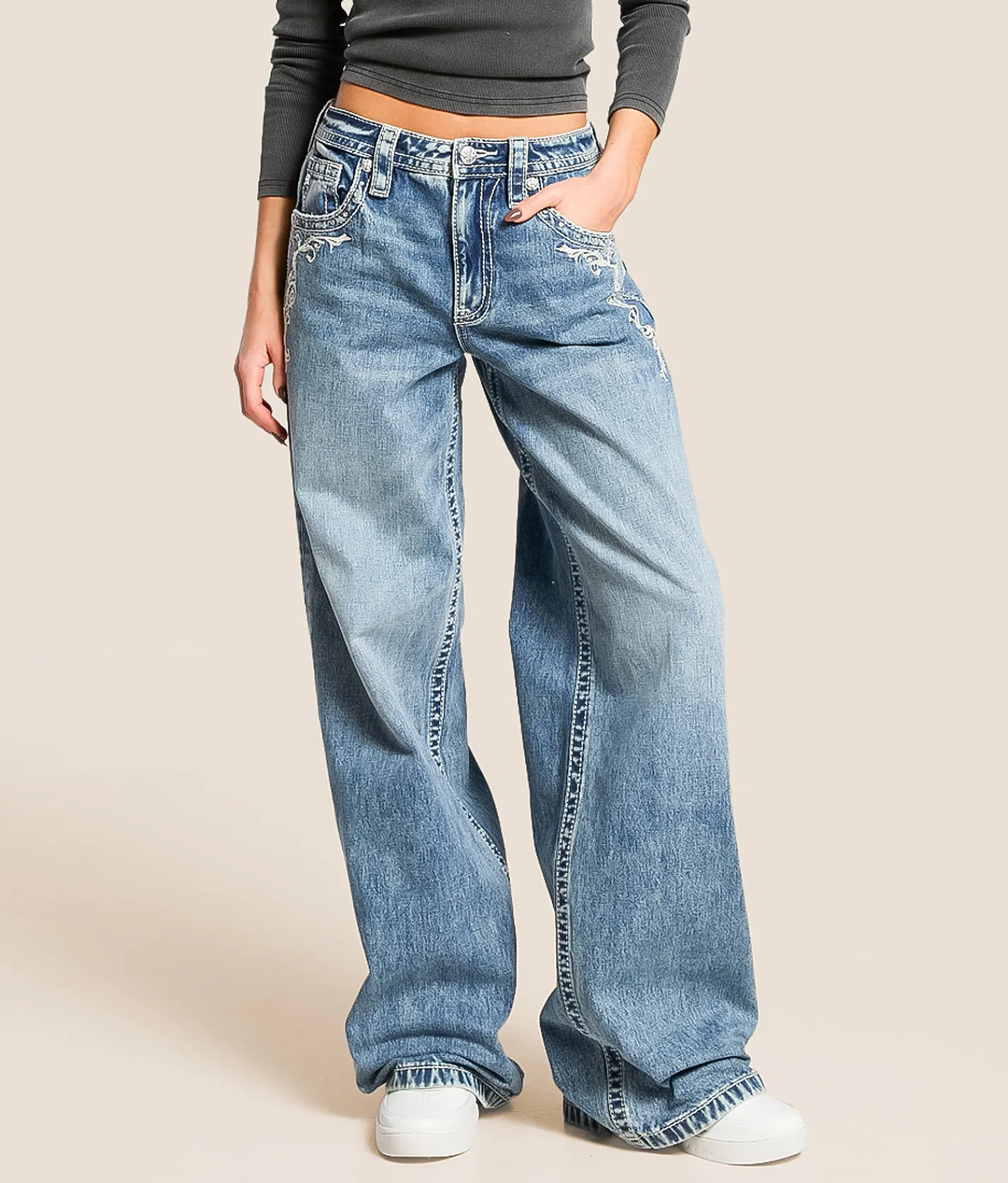 Miss Me Super Baggy Wide Leg Jean M1103 Online