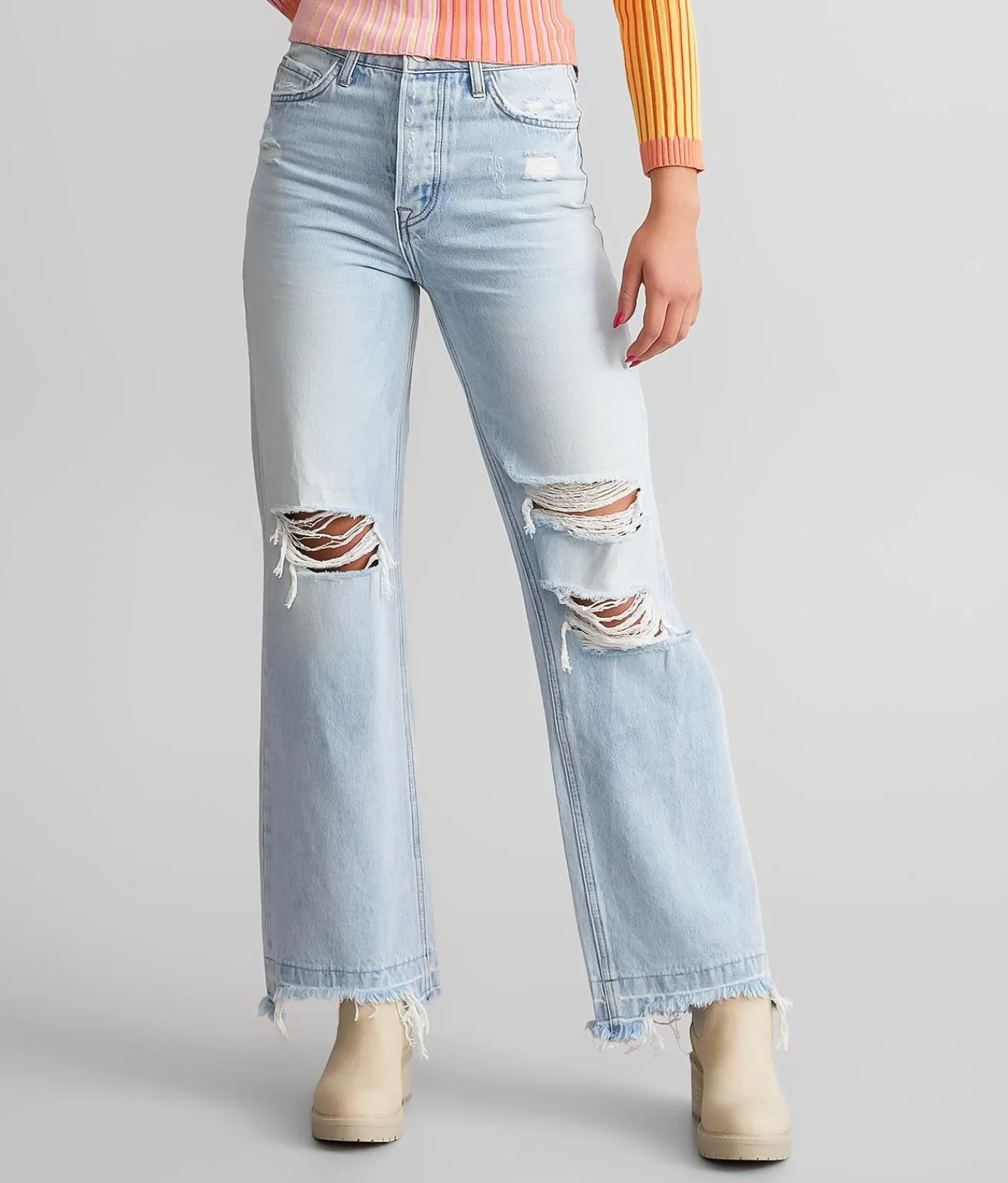 Jeans|Bottoms | VERVET by Flying Monkey Super High Rise Straight Jean Blue May