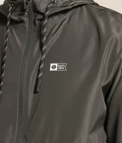 Coats & Jackets|Activewear | Salty Crew Surface Windbreaker Hooded Jacket Pirate Black
