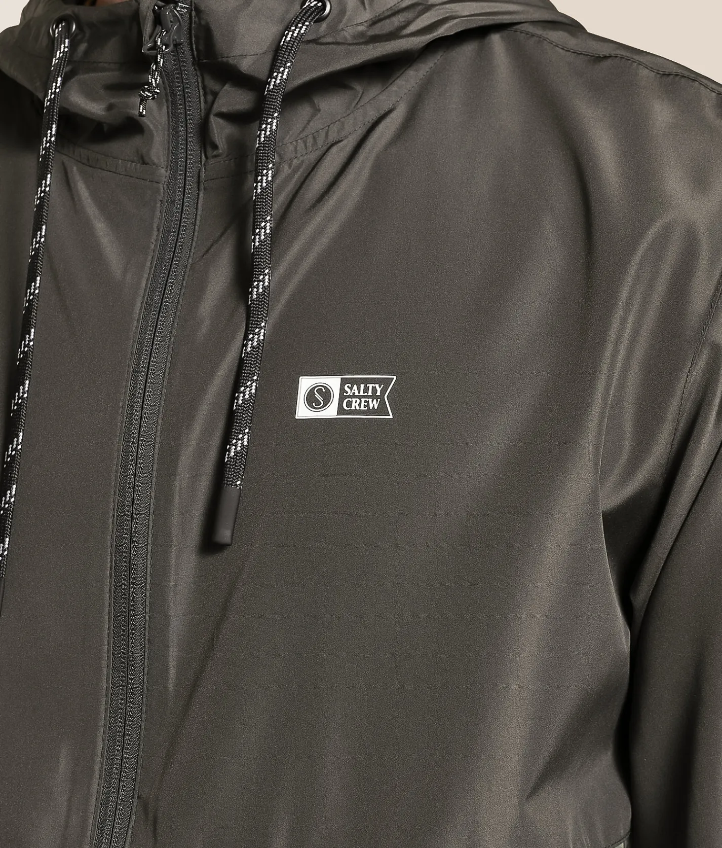 Coats & Jackets|Activewear | Salty Crew Surface Windbreaker Hooded Jacket Pirate Black