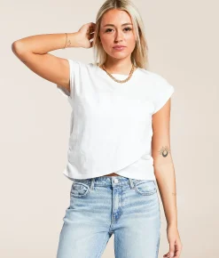 Tops | Gilded Intent Surplice Hem Top White