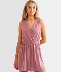Rompers & Jumpsuits | BKE Surplice Romper Deco Rose