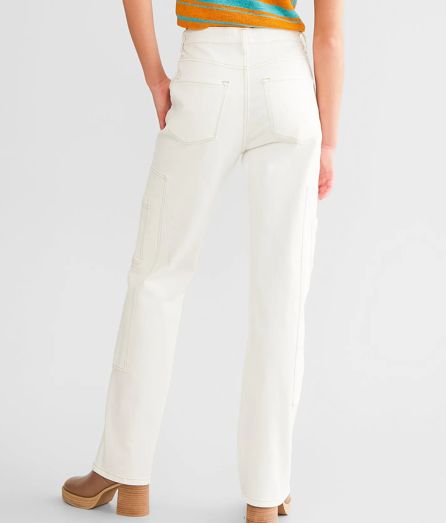 Jeans|Bottoms | Gilded Intent 90s Utility Straight Stretch Jean White