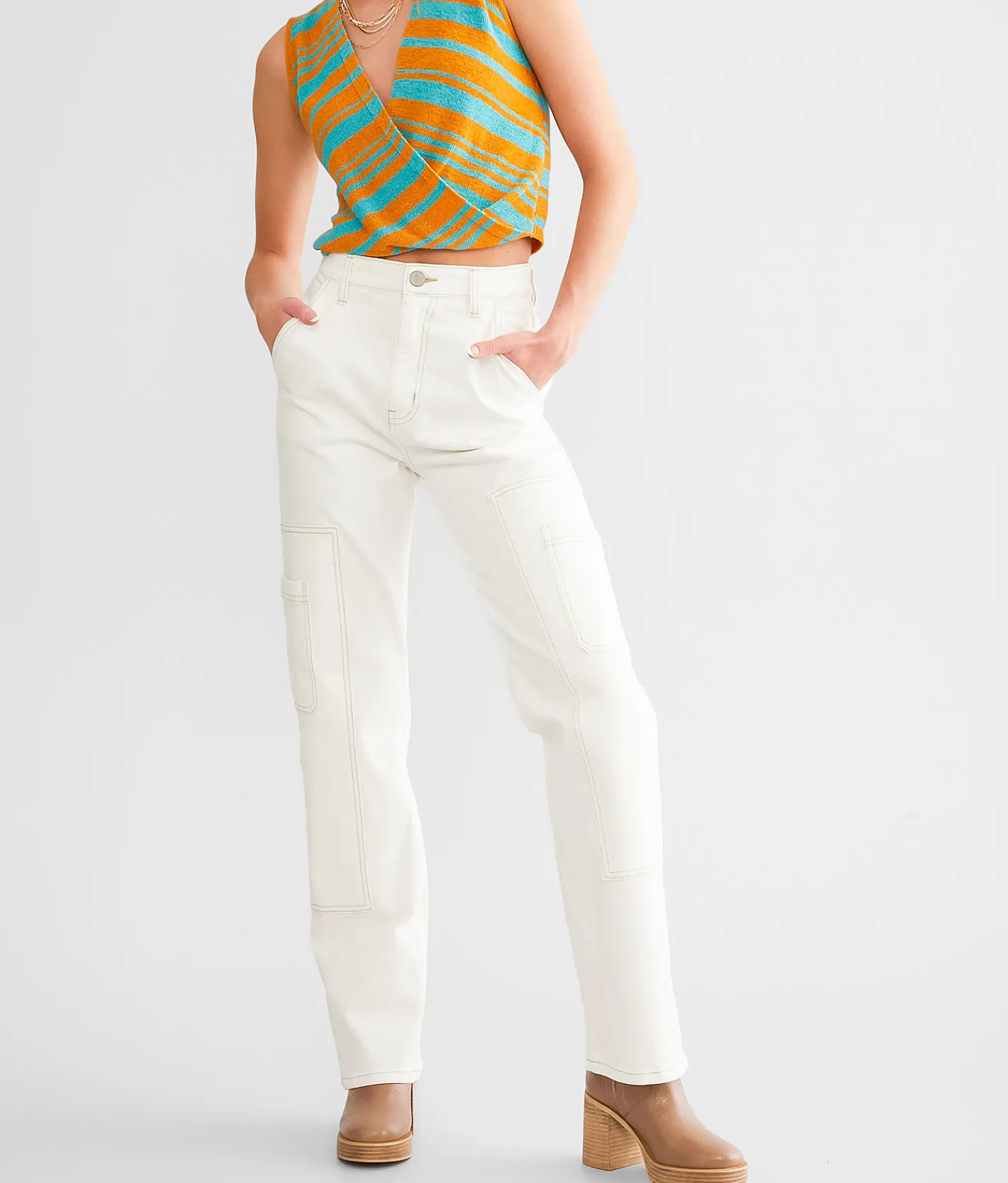 Jeans|Bottoms | Gilded Intent 90s Utility Straight Stretch Jean White