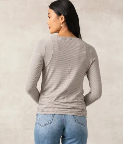 Buckle Black Sutton Striped Top Charcoal Clearance