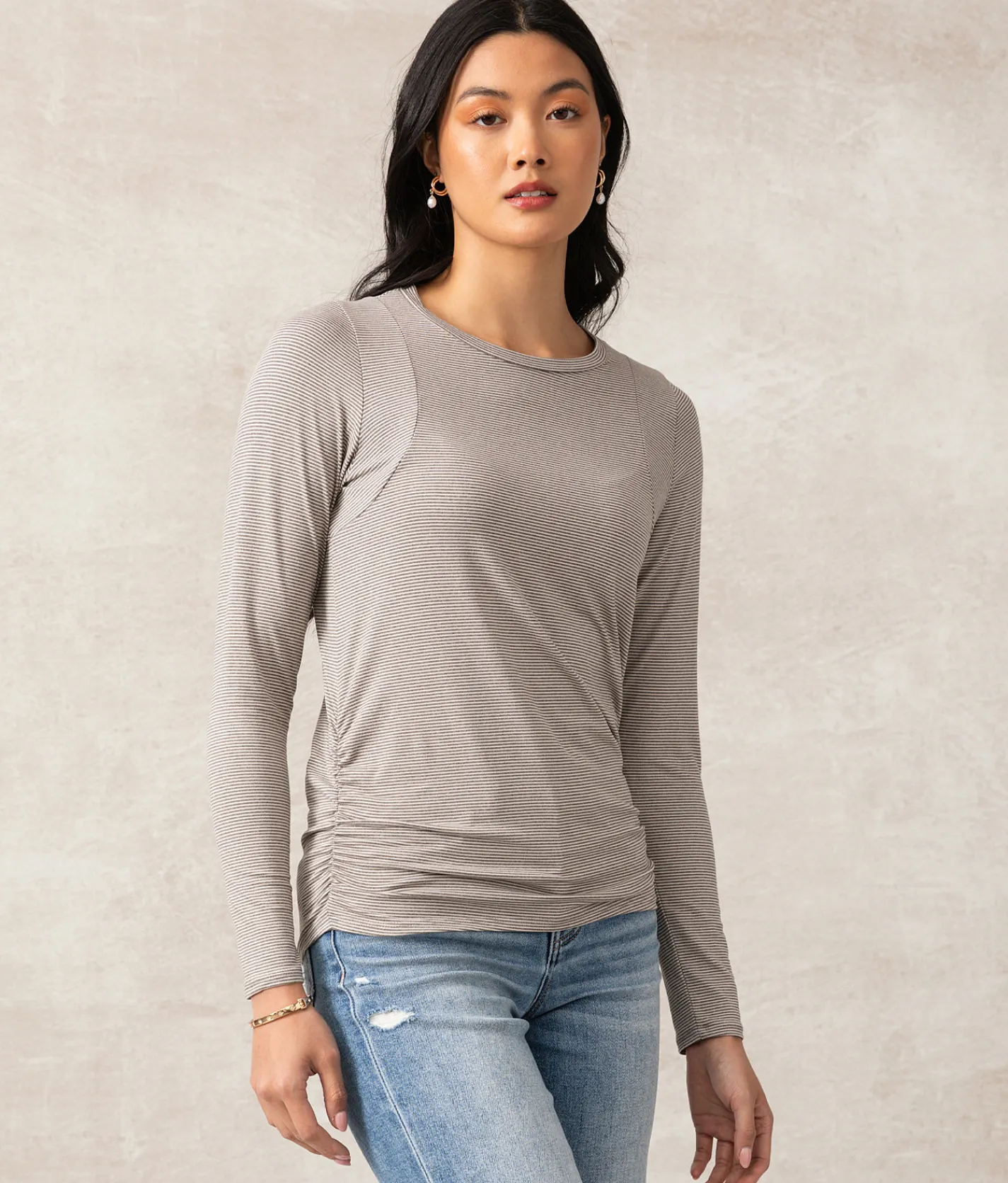 Buckle Black Sutton Striped Top Charcoal Clearance