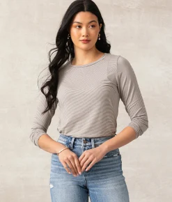 Buckle Black Sutton Striped Top Charcoal Clearance