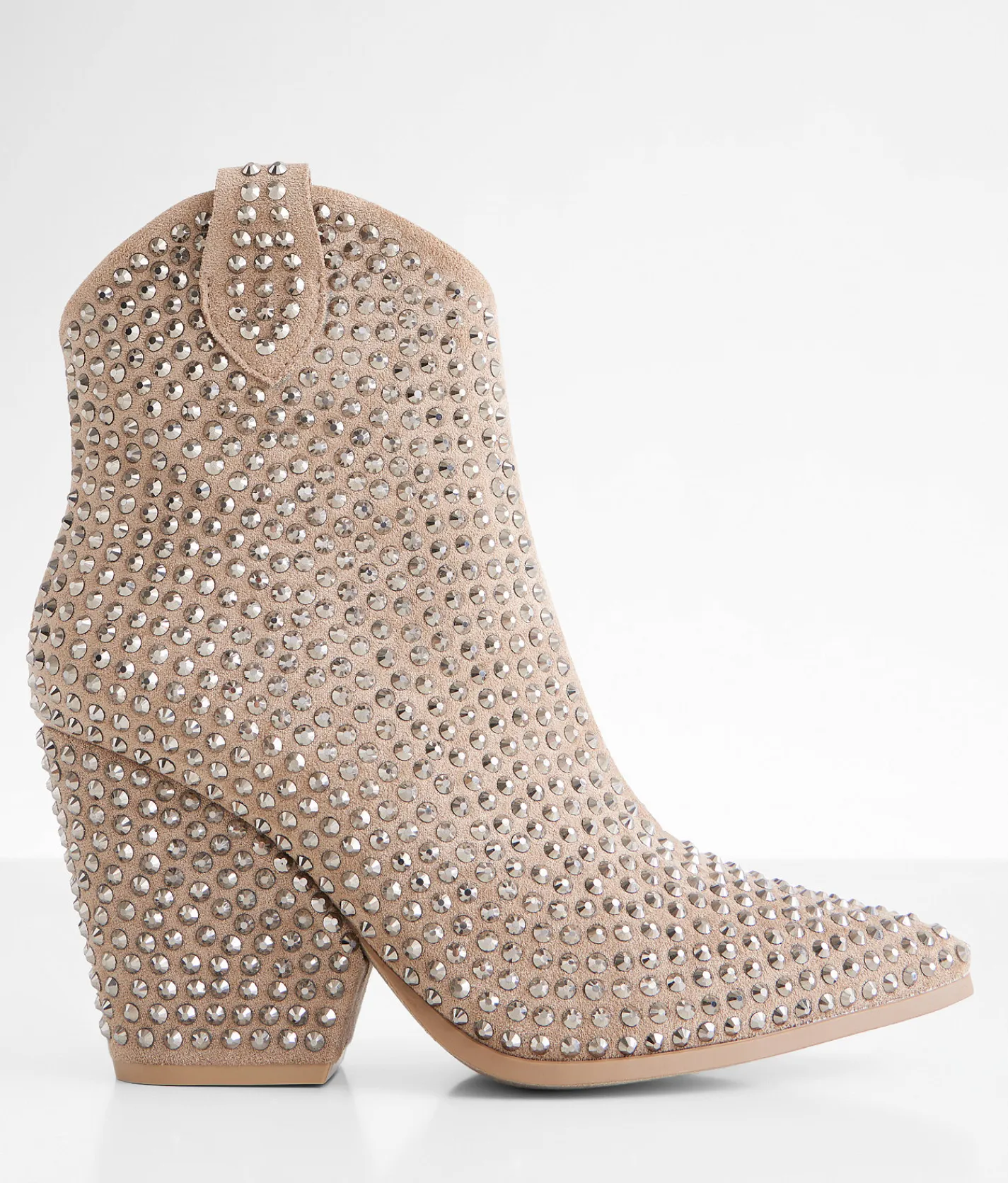 Very G Swagger Studded Leather Western Ankle Boot Taupe Discount