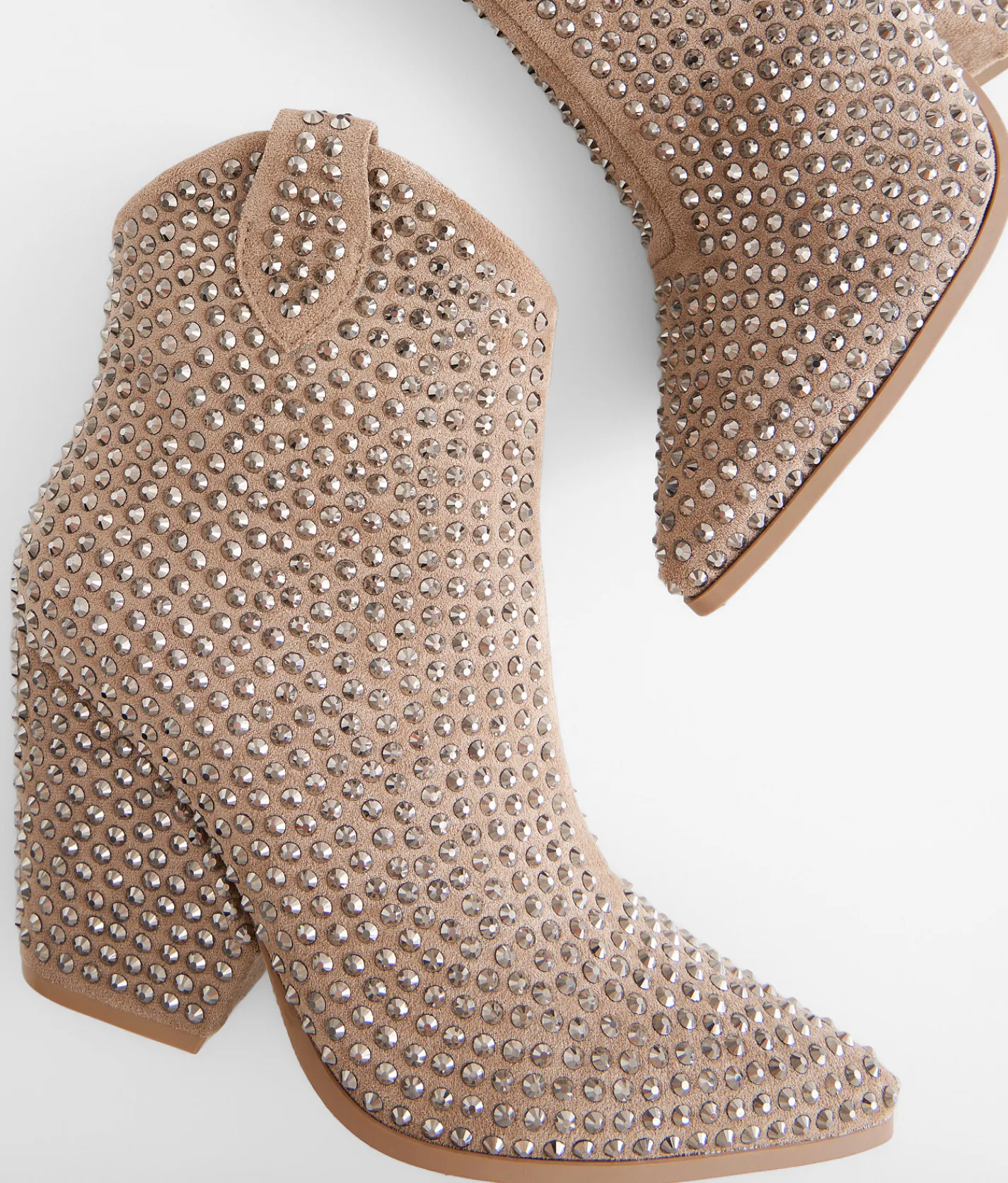 Very G Swagger Studded Leather Western Ankle Boot Taupe Discount