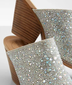 ARider Girl Sweet Rhinestone Mule Shoe Silver Hot