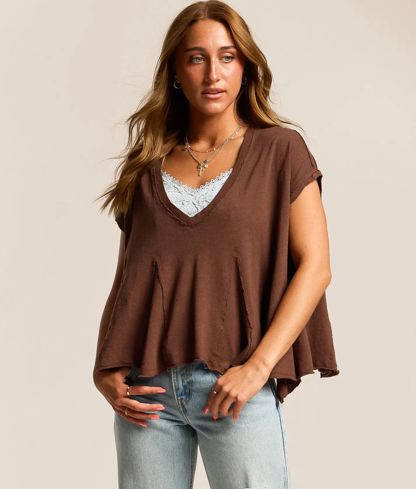 Tops | Free People Swing Along With Me Top Brunette