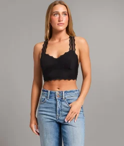Tops | BKE Swiss Dot Mesh Bralette Black
