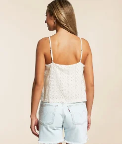 Z Supply Sylvie Eyelet Cropped Tank Top White Hot