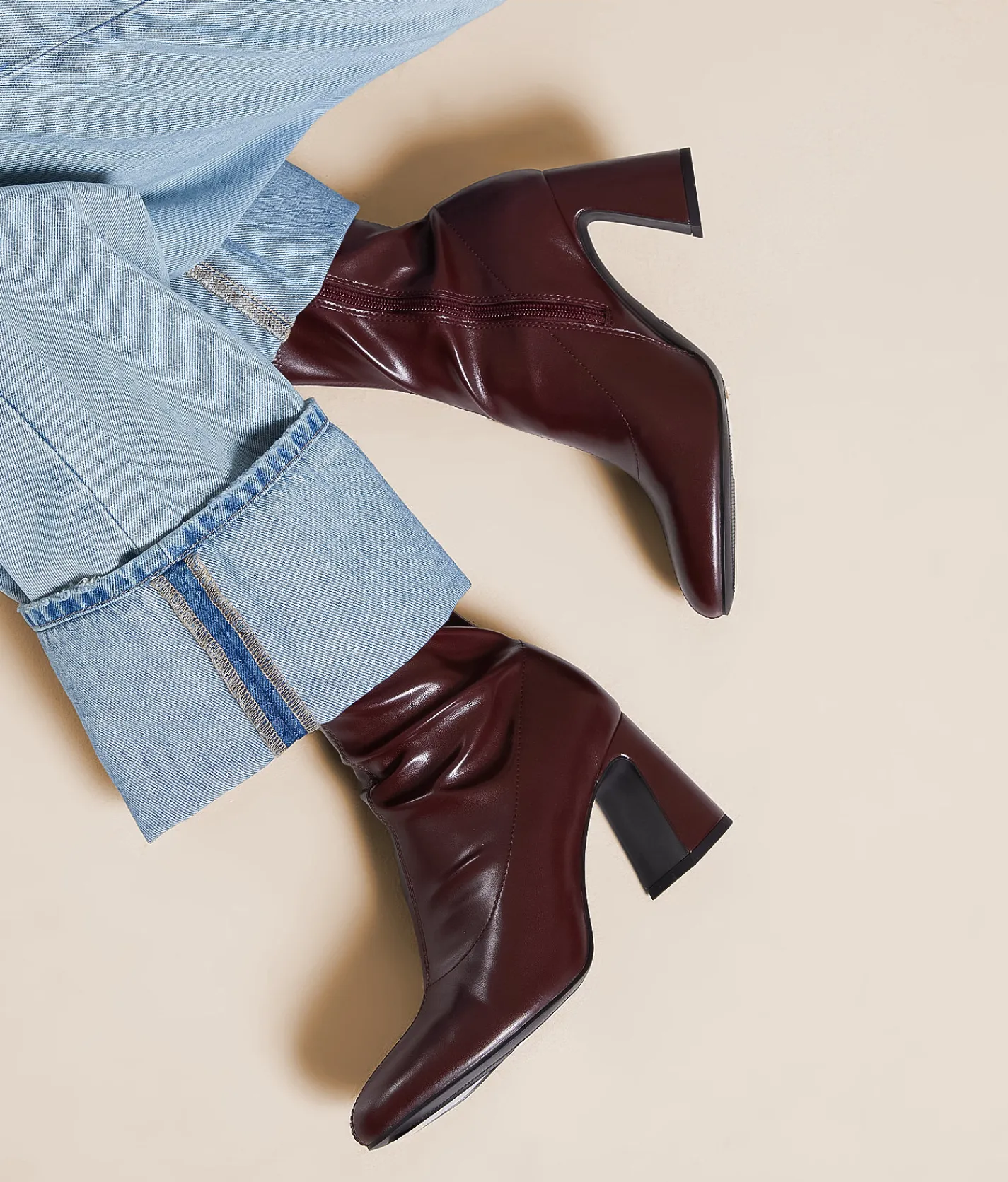 Mia Tabiona Heeled Ankle Boot Burgundy Sale