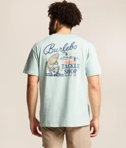 Tops|Graphic T-Shirts | BURLEBO Tackle Shop T-Shirt Heather Sky Blue