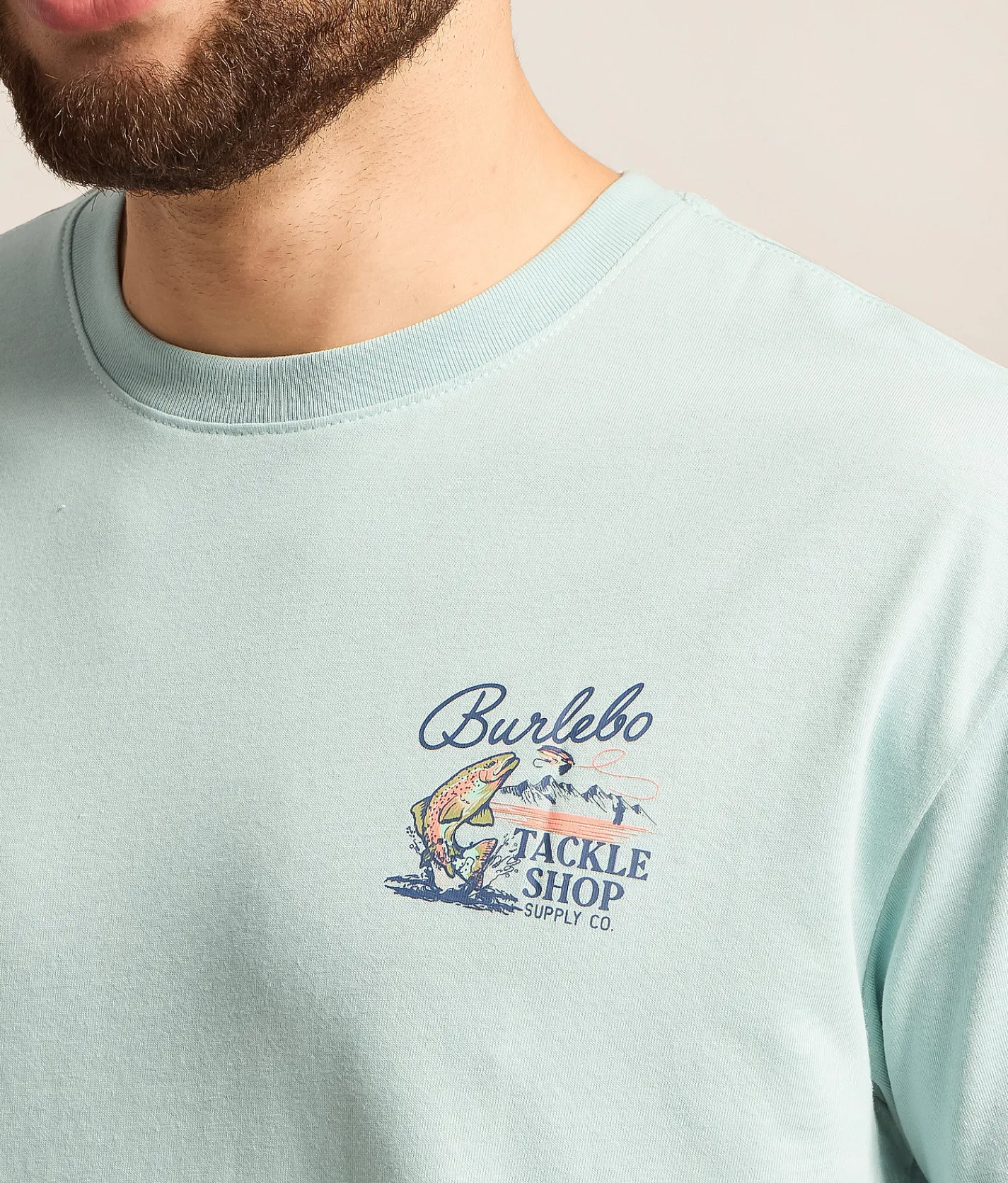 Tops|Graphic T-Shirts | BURLEBO Tackle Shop T-Shirt Heather Sky Blue