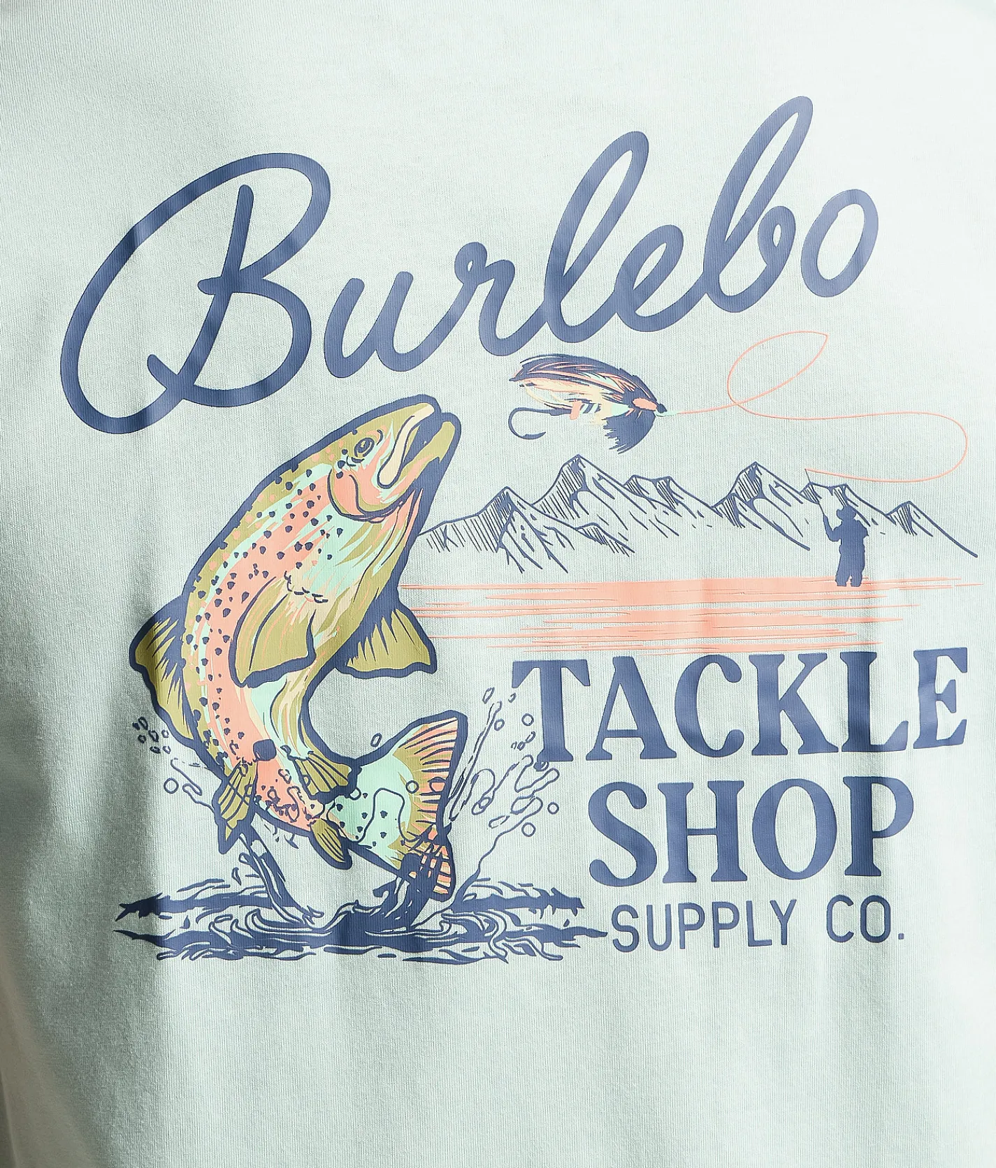 Tops|Graphic T-Shirts | BURLEBO Tackle Shop T-Shirt Heather Sky Blue