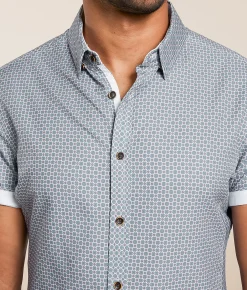 J.B. Holt Tailored Performance Stretch Shirt Blue Coral Clearance