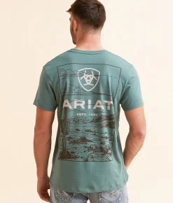 Graphic T-Shirts | Ariat Tall Box Valley T-Shirt Silver Pine