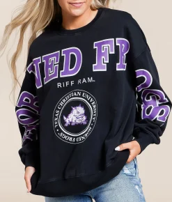 Tops | Gameday SOCIAL® TCU Horned Frogs Oversized Pullover Black