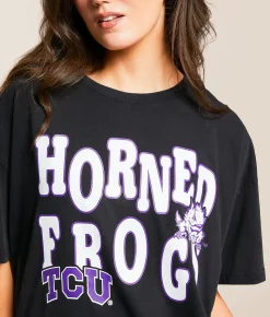 Gameday SOCIAL® TCU Horned Frogs Oversized T-Shirt Washed Black