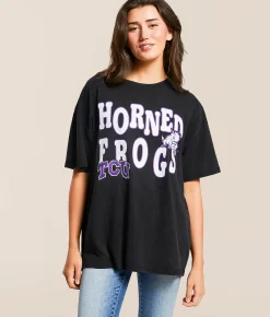 Gameday SOCIAL® TCU Horned Frogs Oversized T-Shirt Washed Black