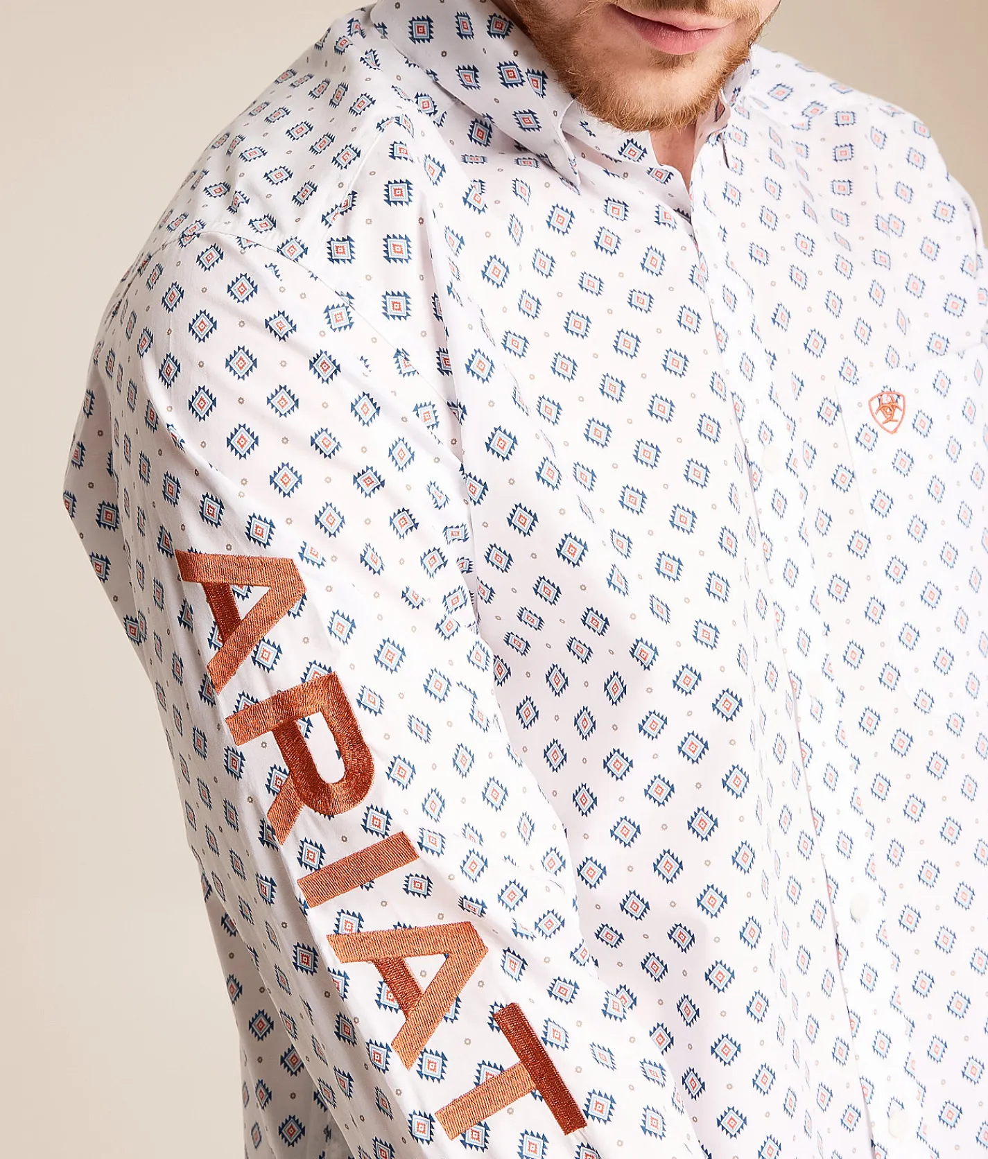 Tops | Ariat Team Jericho Classic Shirt White Orange
