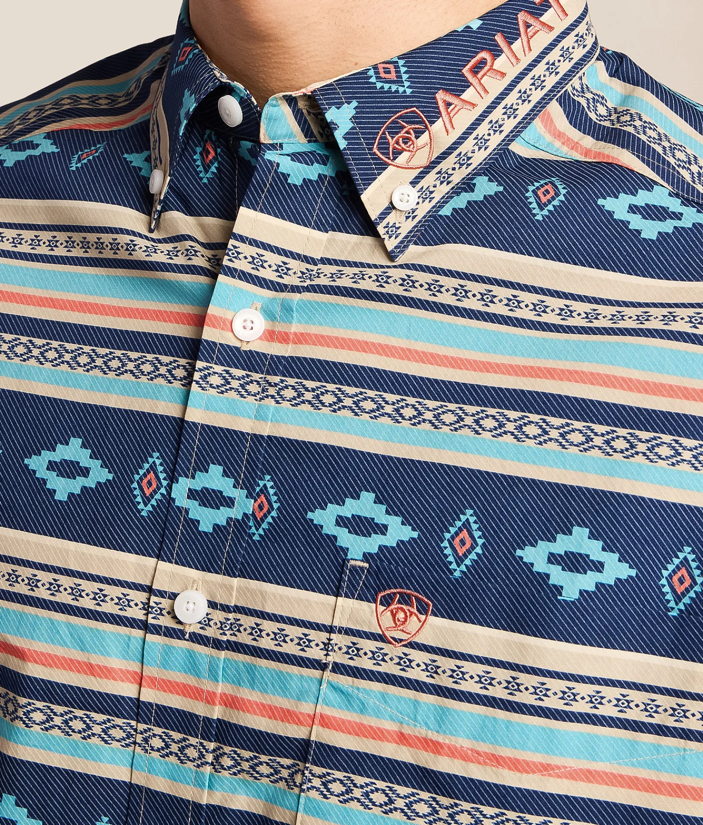 Ariat Team Jet Classic Western Shirt Navy Orange Clearance