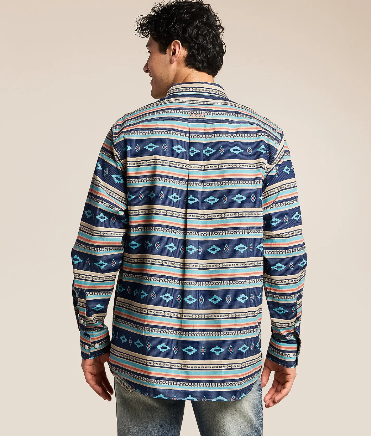 Ariat Team Jet Classic Western Shirt Navy Orange Clearance