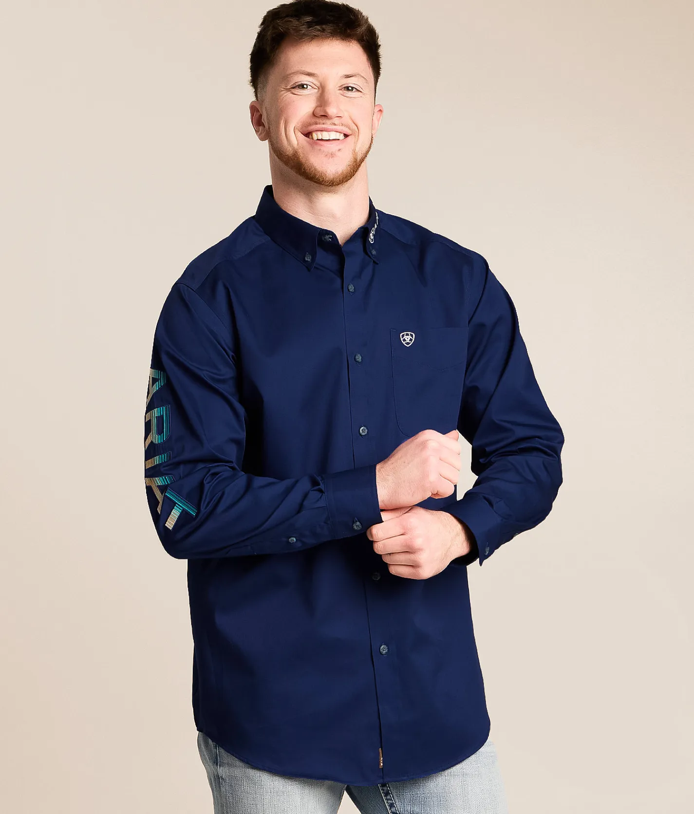 Tops | Ariat Team Logo Twill Classic Shirt Blue Depths White Serape