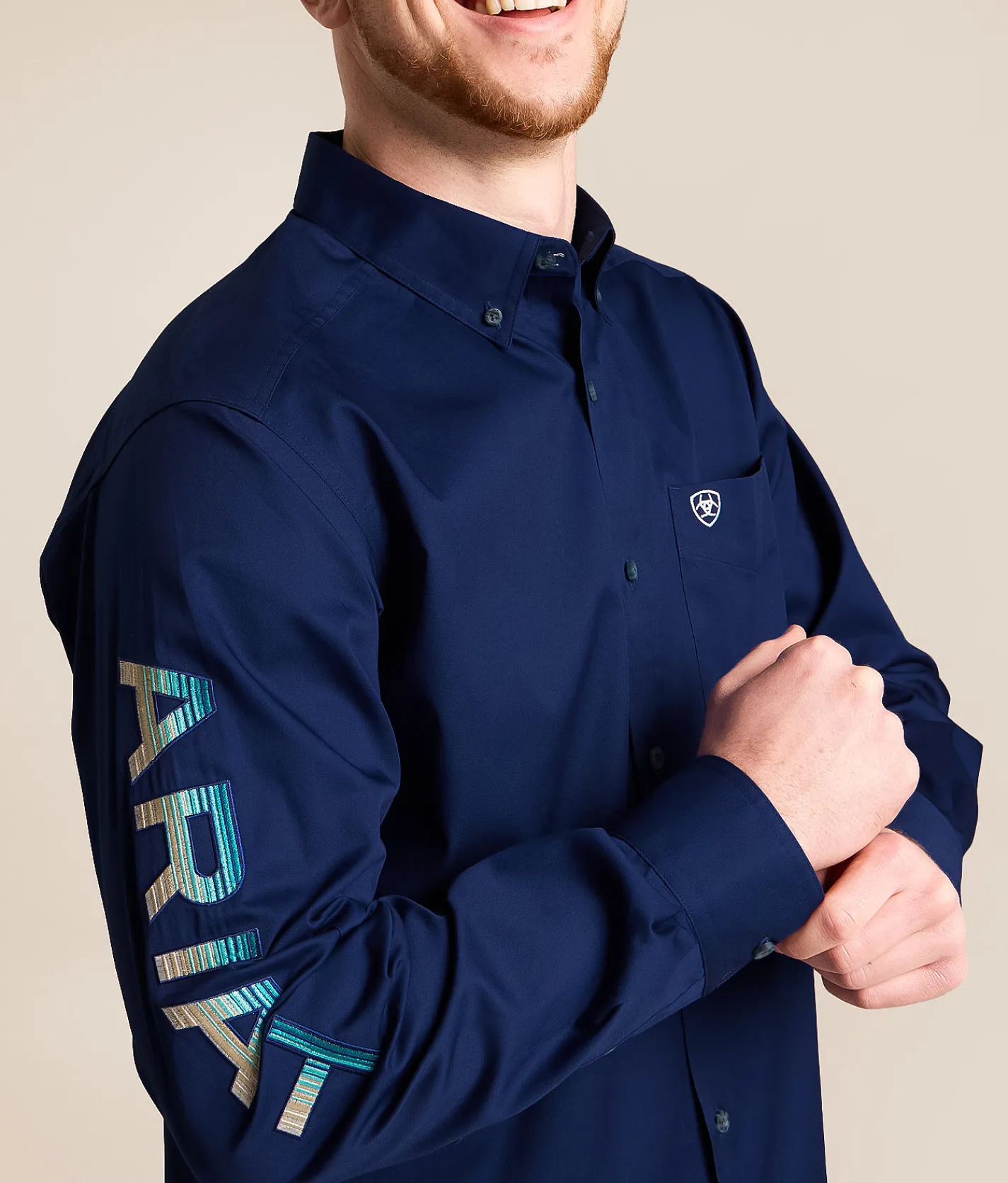 Tops | Ariat Team Logo Twill Classic Shirt Blue Depths White Serape