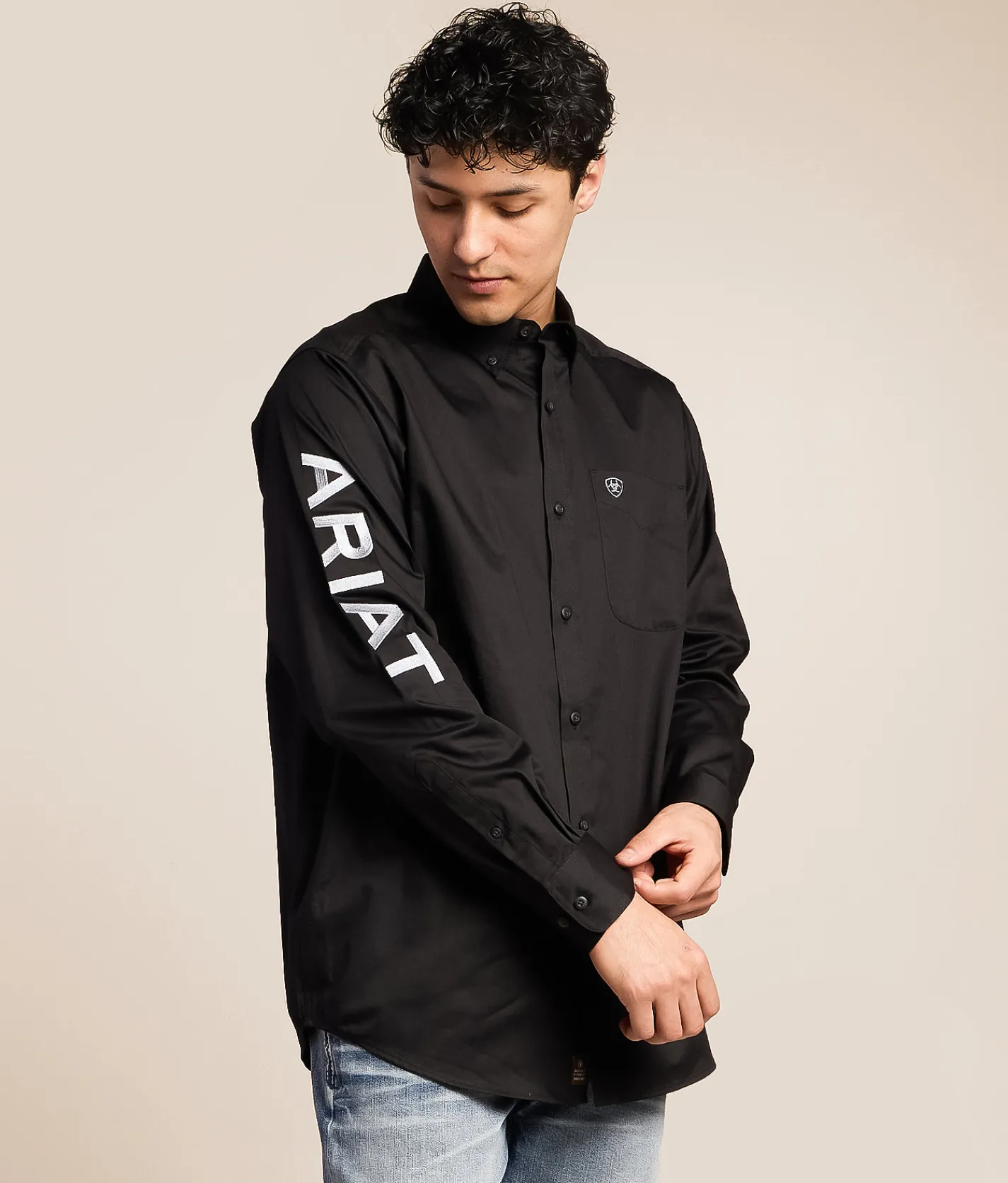 Ariat Team Logo Twill Classic Shirt Black Grey Clearance