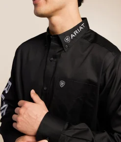 Ariat Team Logo Twill Classic Shirt Black Grey Clearance
